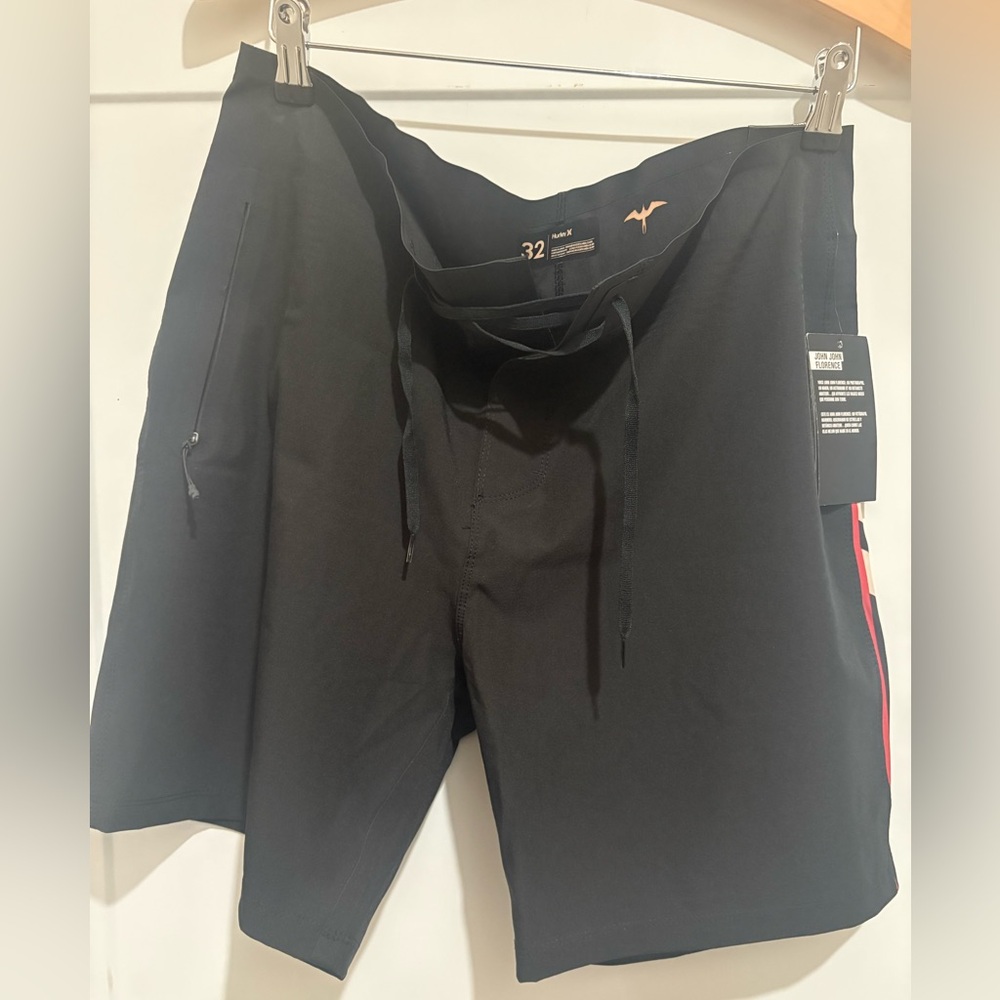 Hurley Black Swim Shorts. NEW with tags. Size 32. 18” length.